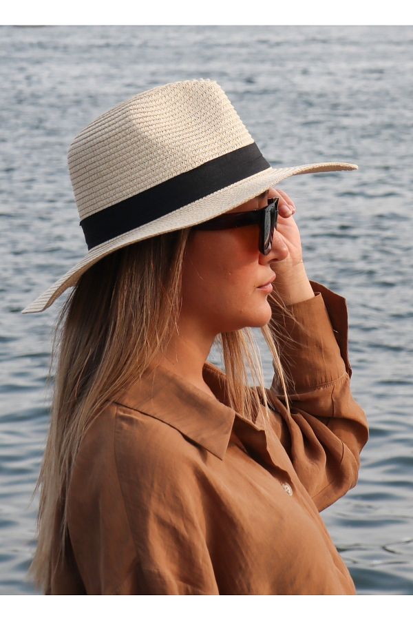 Shopiolog-Women's Straw Fedora Hat 1