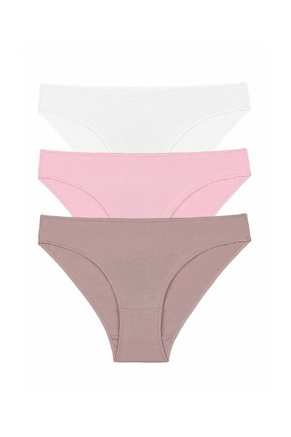 SUWEN-Ecru Pink 3p Basic Cotton Slip 1