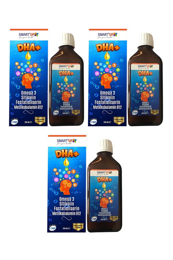 SMART UP-Dha Omega 3 and Vitamin B12 200ml Syrup - 3 Bottles 1