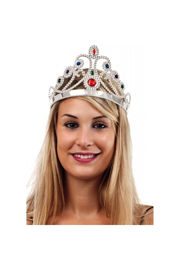 Ali The Stereo 60 Cm Silver Colored Plastic Princess Crown - Queen
