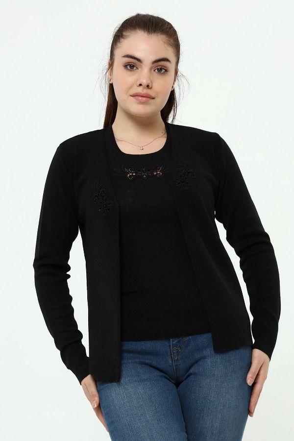 Solo Lace Detailed Knitwear Blouse Cardigan Set Trendyol