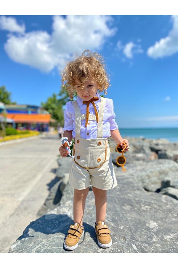 favorimkids Krem Kapri Salopet Takım