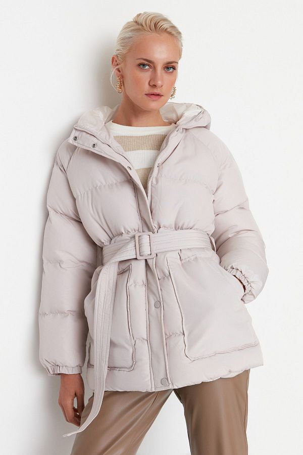 Trendyol Collection-Vízlepergető kabát kapucnival és övvel - TWOAW23MO00188 1