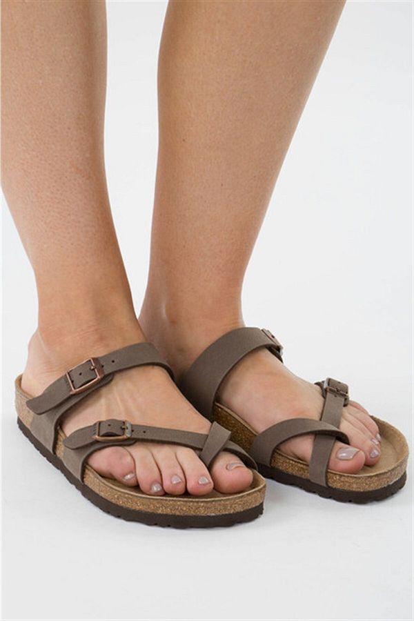 Birkenstock Mayari Mocha Women s Slippers Double Buckle Flip Flops 071061 V6 Trendyol