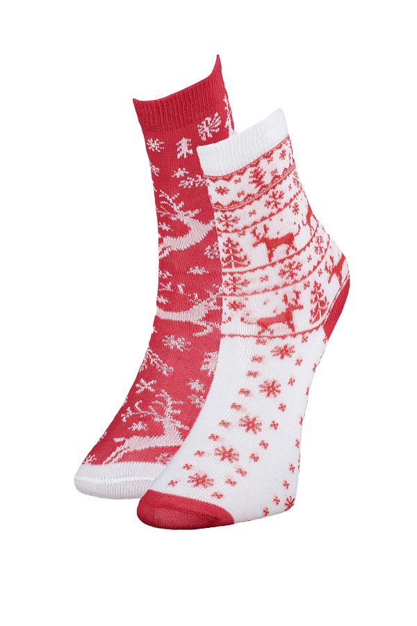 TRENDYOLKIDS-Multicolored New Year's Themed 2 Pack Girls' Knitted Socks 1