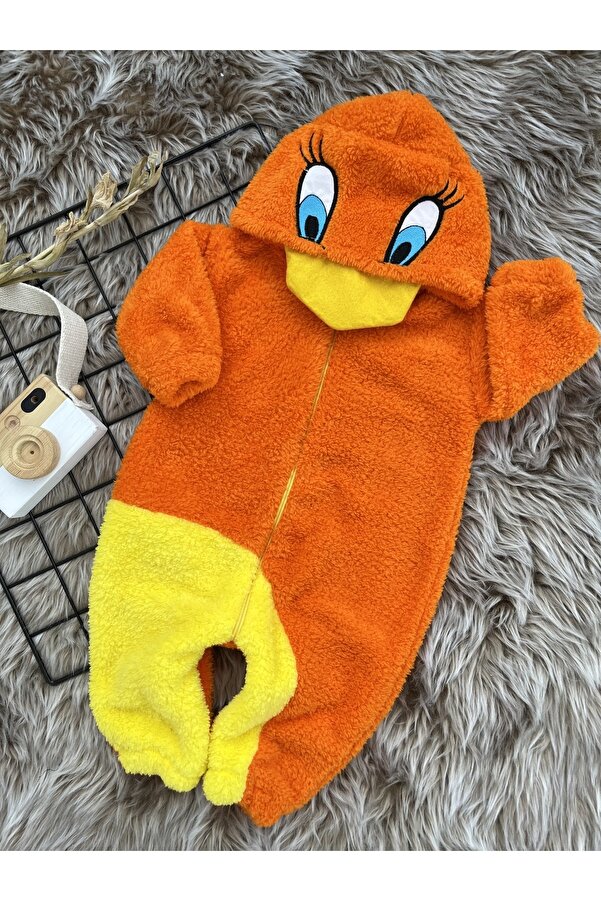 Minizade Welsoft Peluş Unisex Fermuarlı Kışlık Ördek Bebek Uyku Tulumu