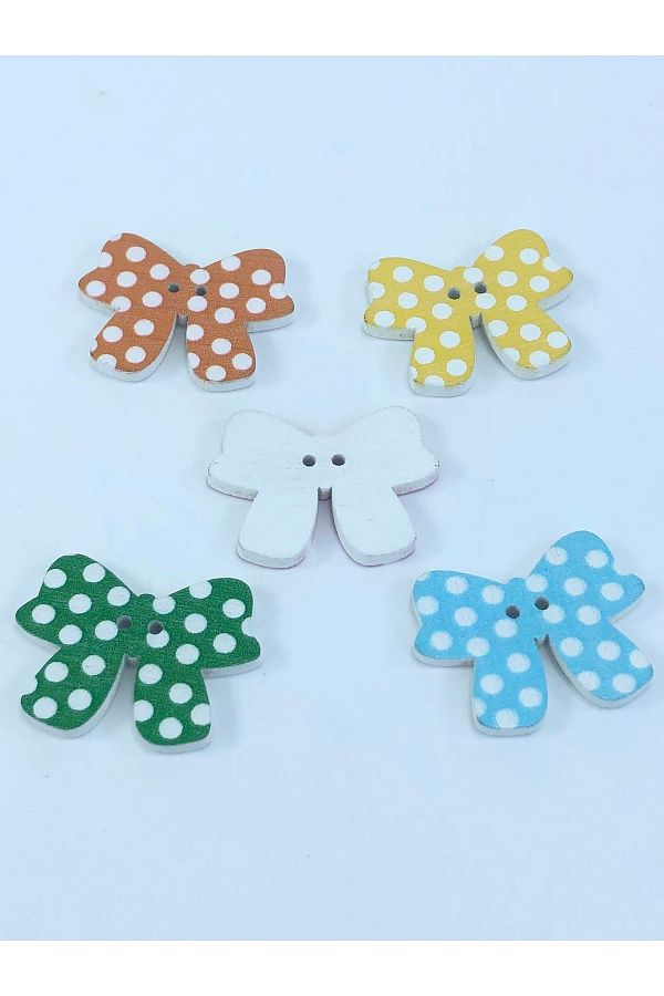 Bontex-Bow Patterned Colorful Button 1 Pack 5 Pieces Mixed Color 1