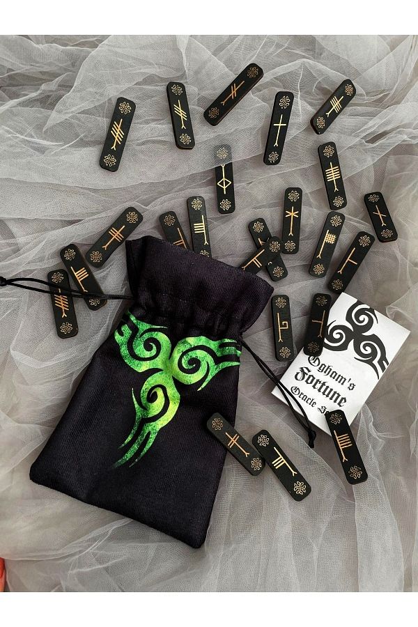 Planet Butik-Regin Ogham's Fortune Rune Set, Pouch Divination Set 1