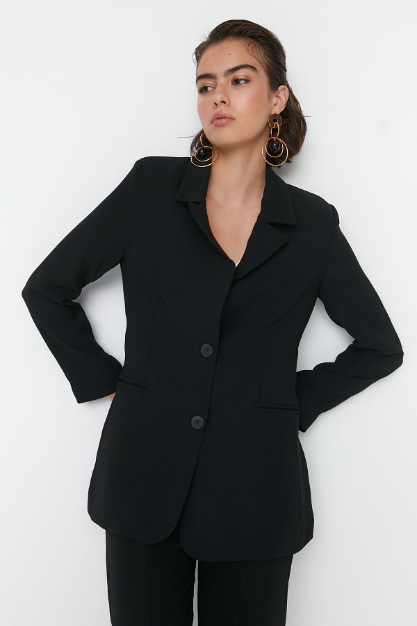 Trendyol Collection-Sacou negru țesut blazer TWOAW23CE00019 1