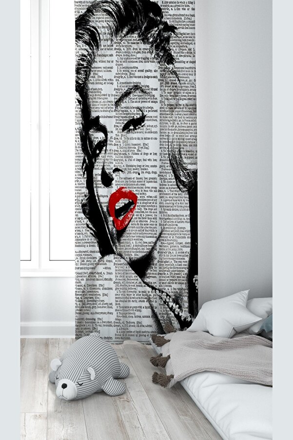 on the clouds Krem Marilyn Monroe Desenli Dijital Baskı Yıkanabilir Bebek Çocuk Odası Fon Perdesi