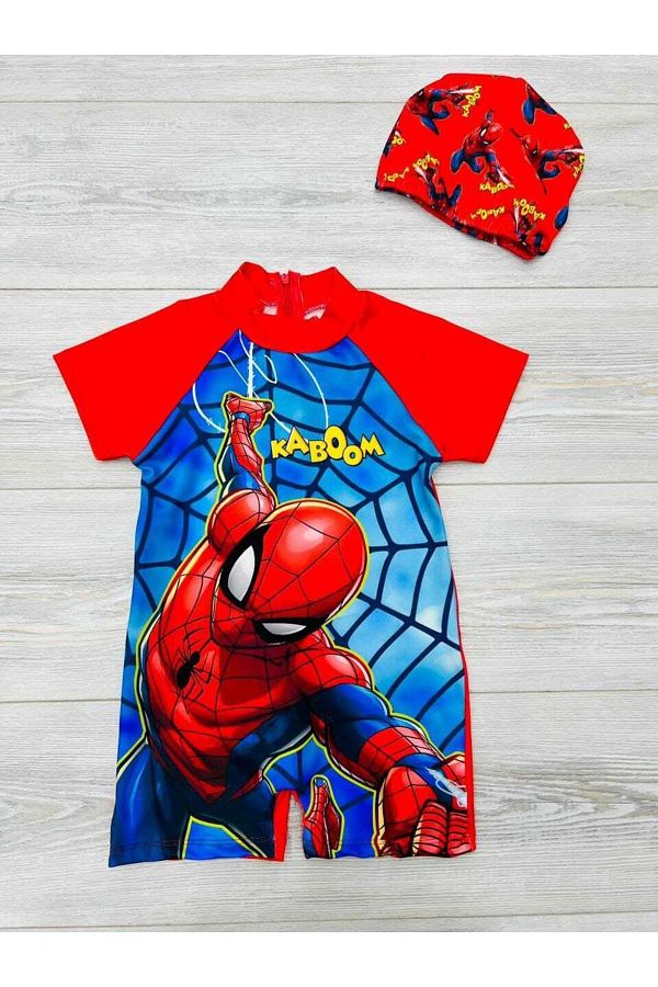 pijama moda Boy s Blue Spay rmen Full Body Sun Protection Swimsuit Cap Included Trendyol