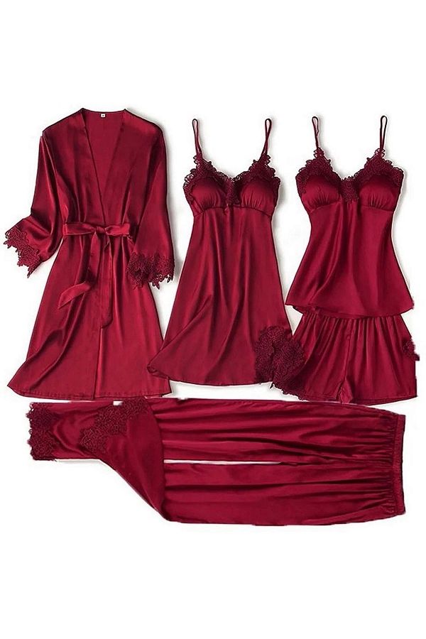 MH Moony Homewears-Dobozos Claret Red Szatén 5 részes hozománykészlet 1