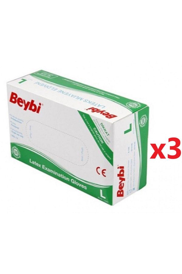 Beybi-قفازات لاتكس بودره 100 علبة مقاس L 3 قطع 1