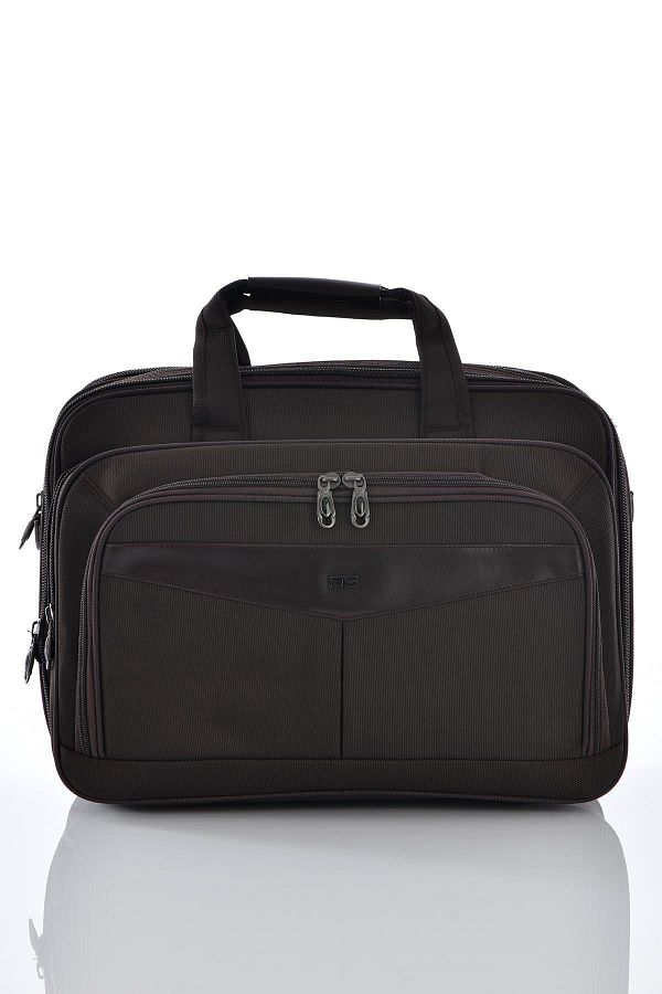 ÇÇS-Brown Section Gusseted Notebook Interior Document Briefcase 1