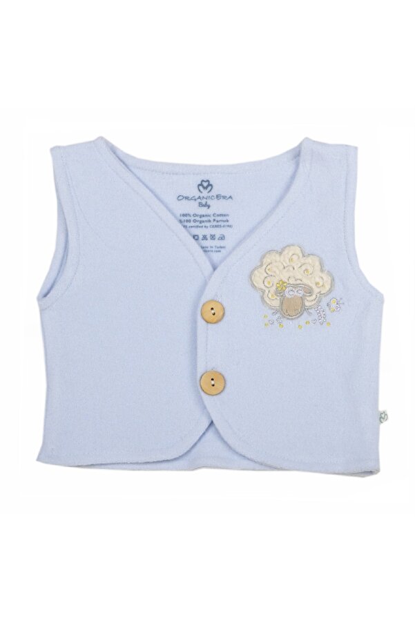Organicera Erkek Bebek Mavi Organik Sharpa Yelek