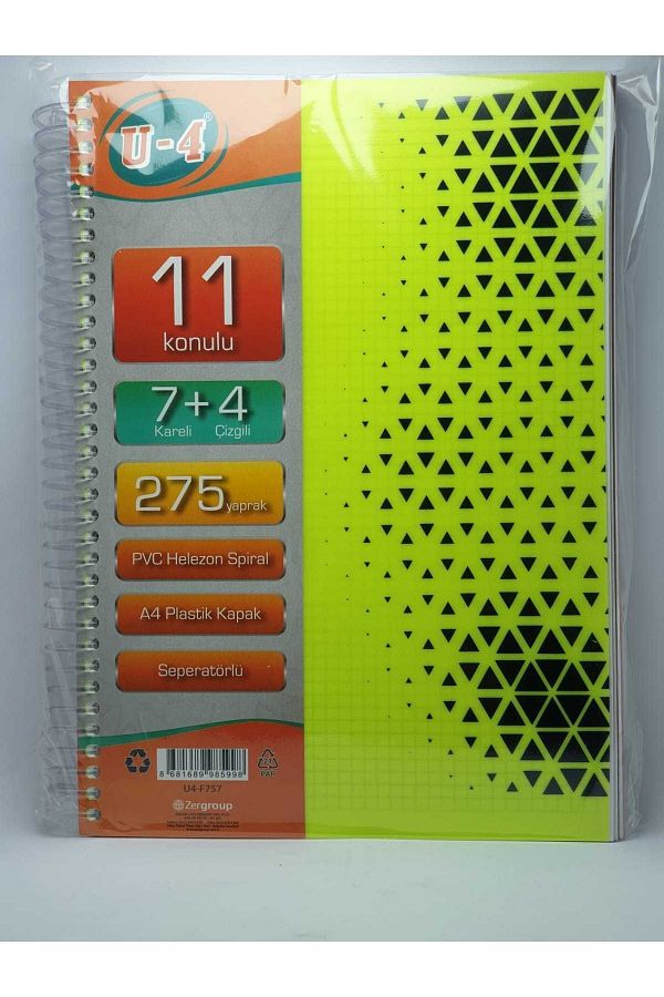 Janissary-275 Sheets A4 - 7+4 Sectioned Multi-Notebook with Shielded and Bookmark 1