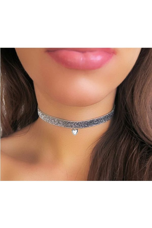 Silver glitter choker store