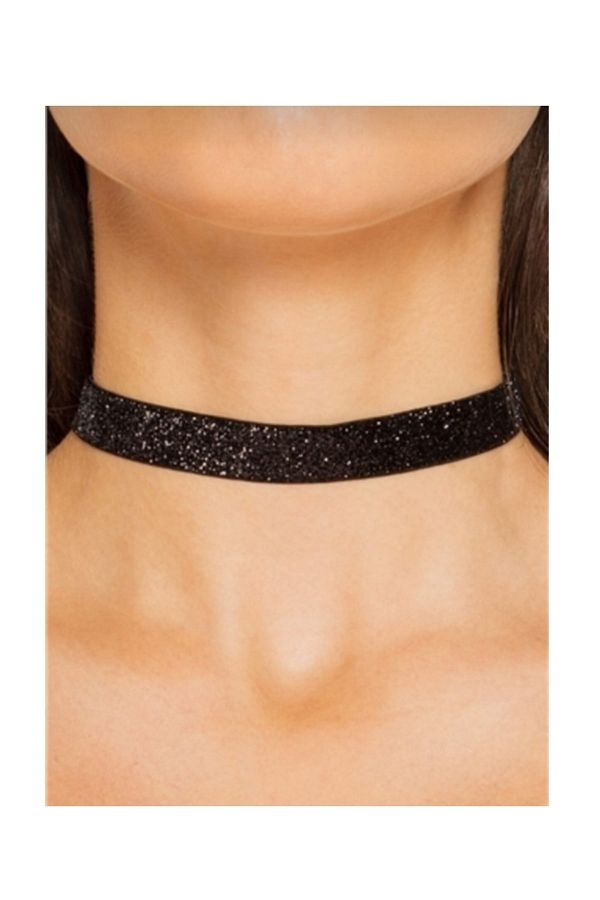 TakıConcept-Black Shiny Glitter Choker Necklace 1