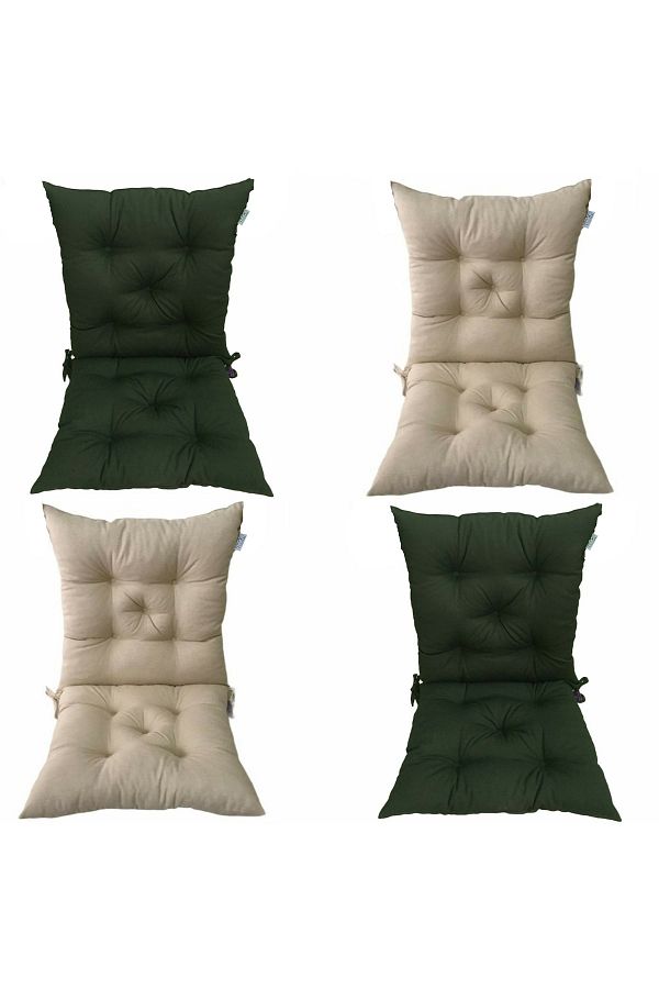 TEZKOTEKSTİL-4-Piece Combination Puffy Square Chair Cushion with Backrest 40 X 85 Cm Khaki-beige 1