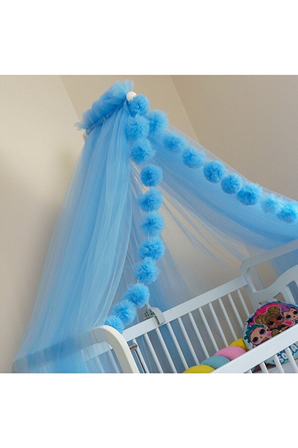 G&G baby Mavi Pon Ponlu Beşik Cibinliği Ve Cibinlik Aparatı