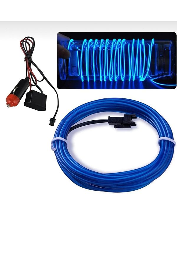 FV-TUNİNG-In-Car Neon LED Blue Rope Led Torpedo LED 1 Meter with Cigarette Lighter Socket 1