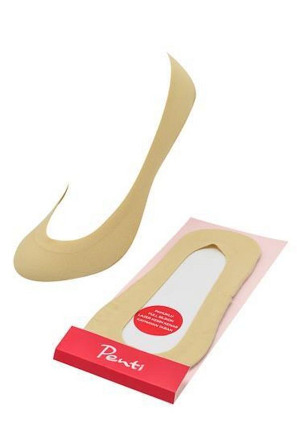 Penti-Women's Beige Cotton Laser Cut Socks 1