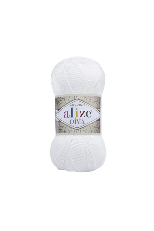 Alize-5 τεμάχια Diva Mercerized Thin Thread Καλοκαιρινό μπικίνι μπουστάκι μπλούζα πλεκτό νήμα 055 Λευκό 1