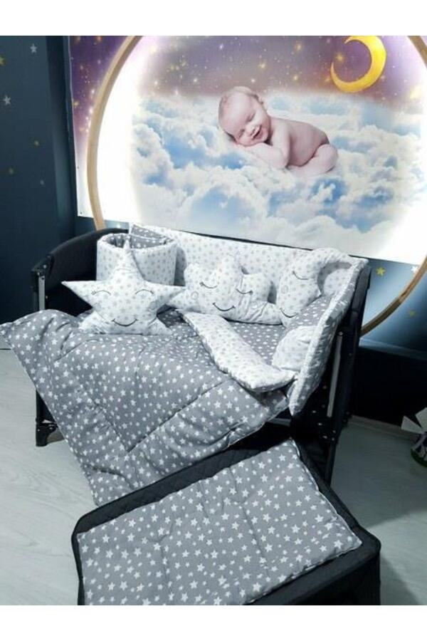 bebek_iklimi 70x120 Bebek Uyku Seti Yıldız Desen Park Beşiklere Uyumlu 10 Parça (beşik Hariçtir)