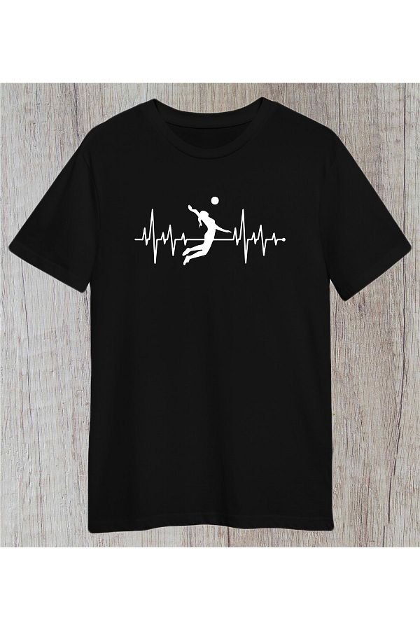 BlackUS-Ritmul cardiac liniar Mesh Volei Volei / Sport / Cadou Sportiv Tricou obișnuit unisex 1