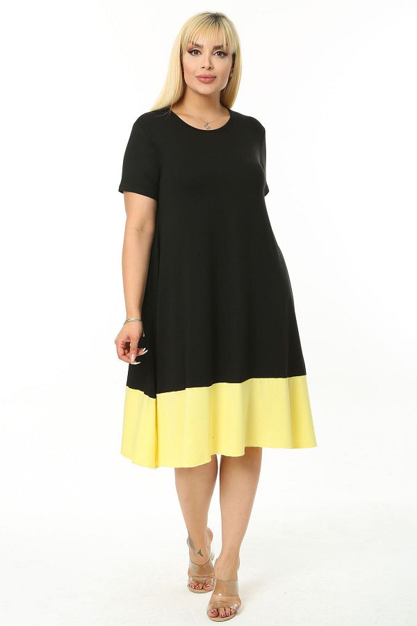 Yellow and black plus size dress sale