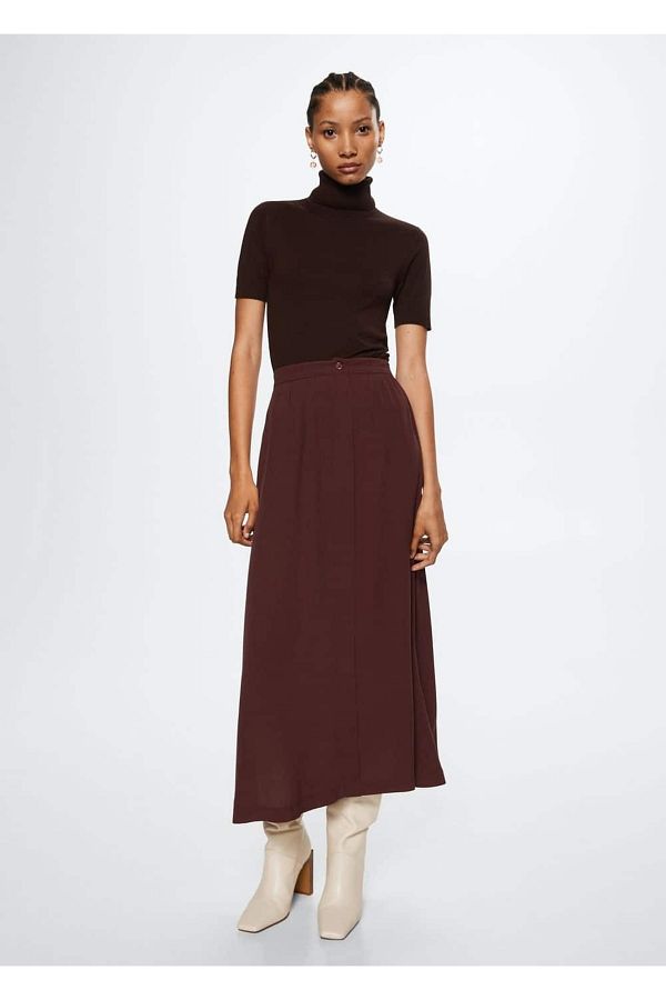 MANGO Skirt Burgundy Midi Trendyol