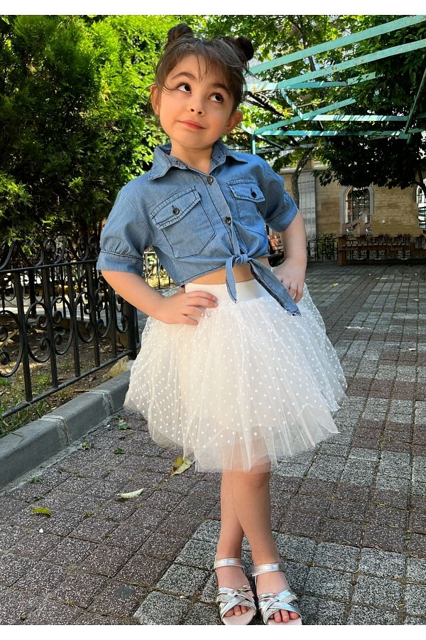 MELODY White Tutu Denim Shirt