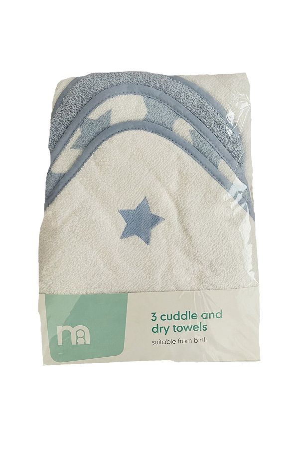 Mothercare Towel Set 3 Pieces Blue Star Pattern Trendyol