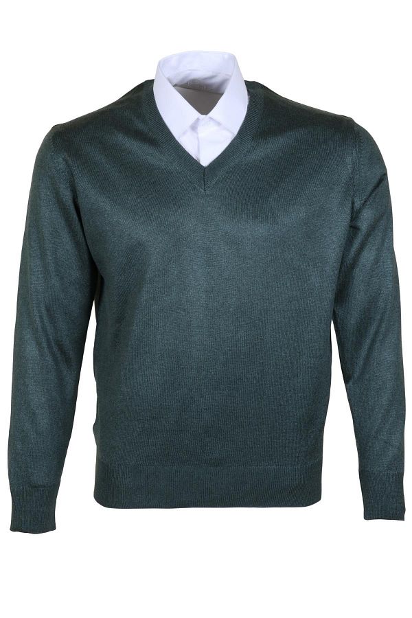 Modarar-Men's Woolen Sweater V-Neck Regular Classic Cut Green Rar00375 1