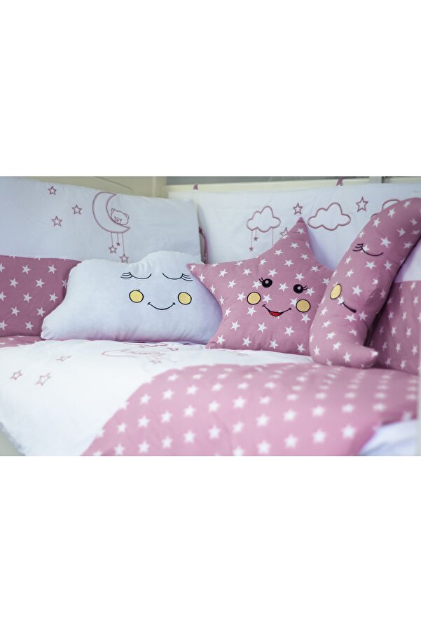 Kista Baby Bebek Uyku Seti Nevresim Takımı 70x130 Cloudy Pembe