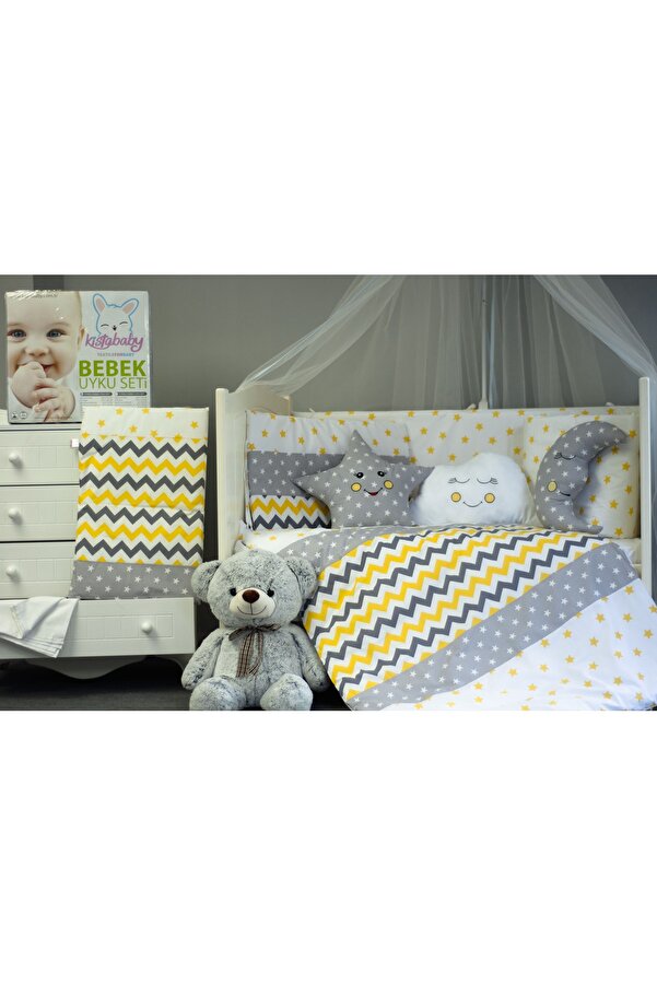 Kista Baby Bebek Uyku Seti Nevresim Takımı 60x120 Zig Zag Sarı