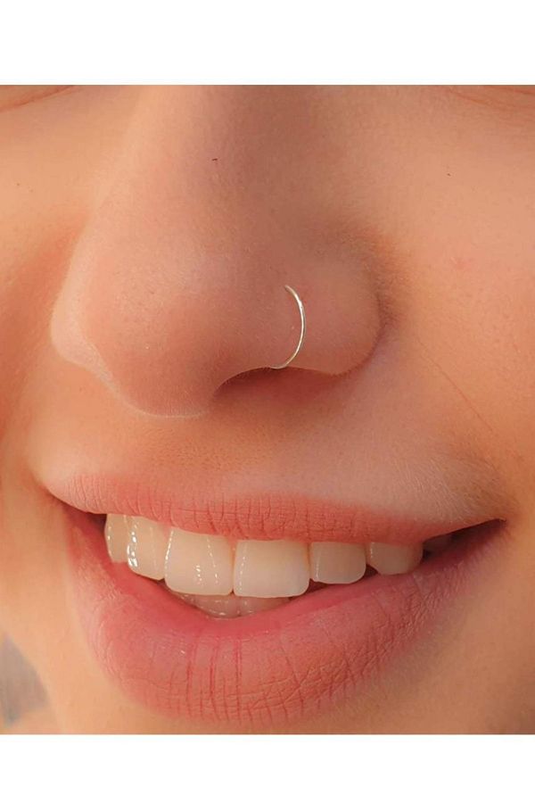 Silver nose chain hotsell