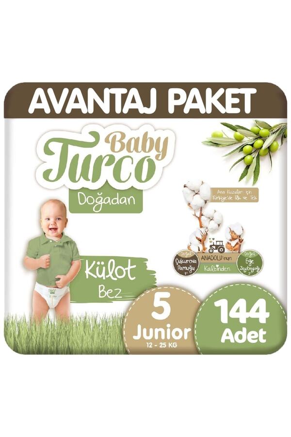 Baby Turco Doğadan Avantaj Paket Külot Bez 5 Beden 72x2 144 Adet