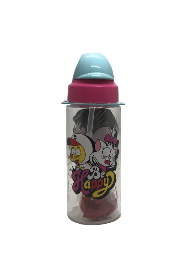 Gıpta-Kral Şakir Patterned Tritan Flask with Straw 500 Ml 1