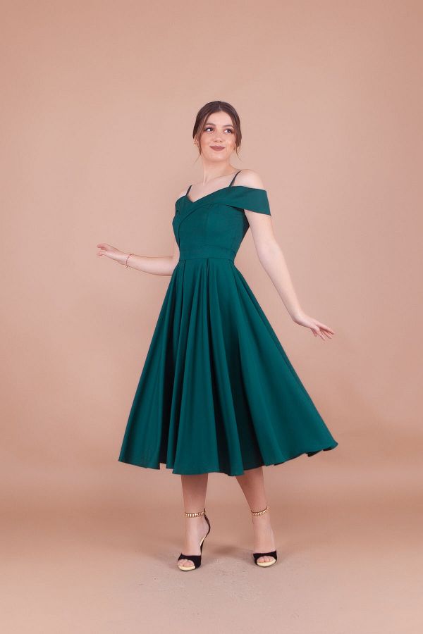 Strappy cold shoulder midi dress cheap