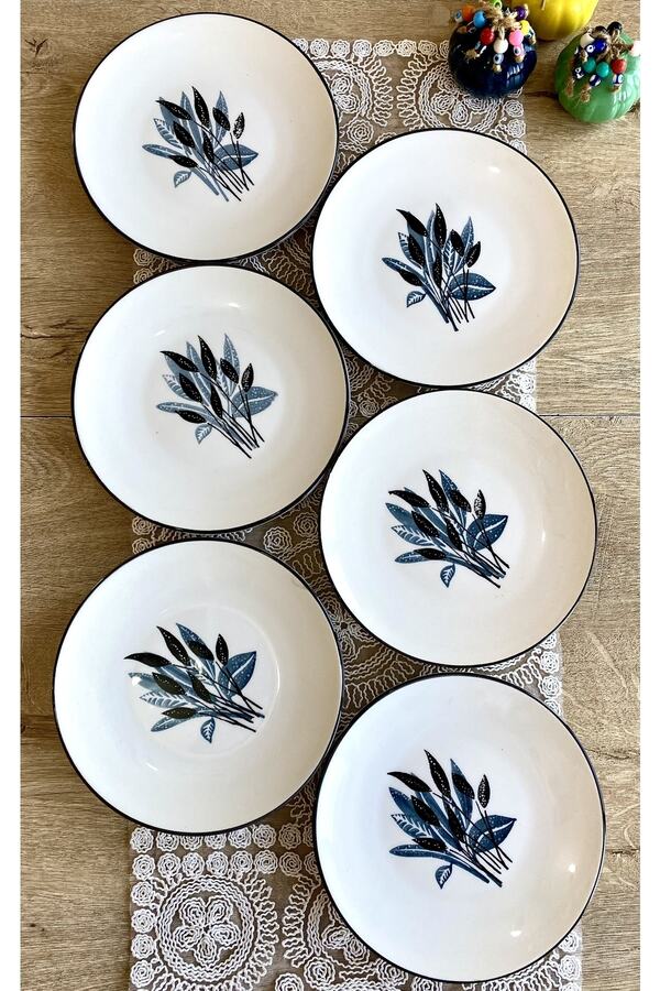 Yiğit Seramik Züccaciye-Başak Gray 6 Cake & serving & presentation Plates 1