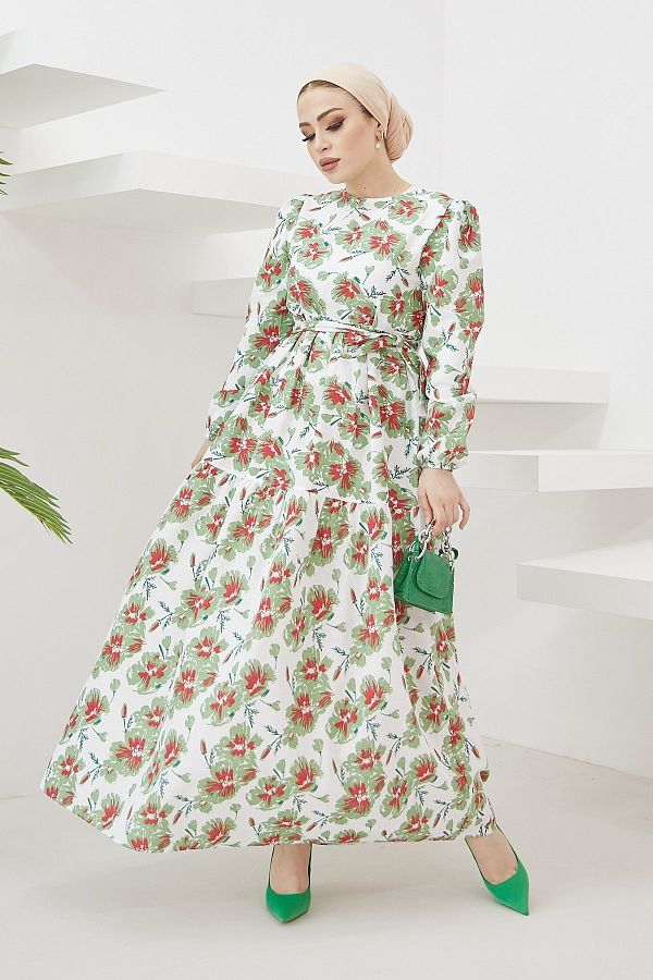 InStyle-Opaskové šaty s kvetinovým vzorom Nila - Mint 1