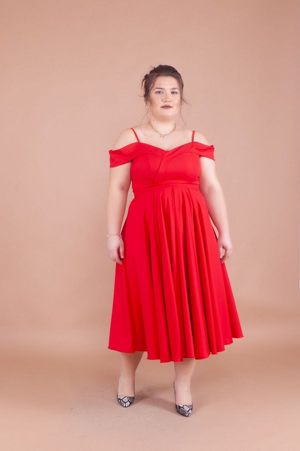 Strappy cold shoulder midi dress cheap