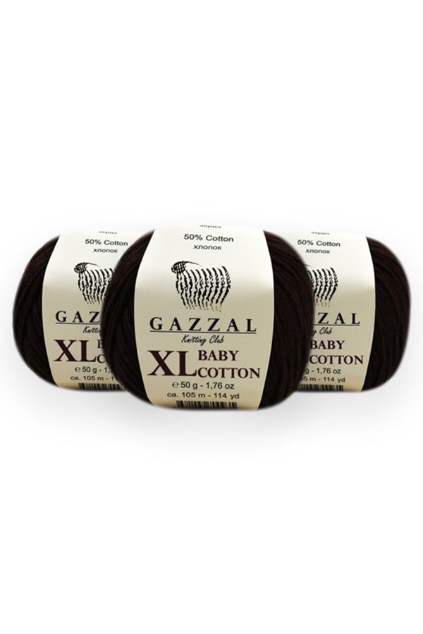 Gazzal-Baby Cotton Xl 50 gr 3 Pack Amigurimi Punch Πλεκτό Χέρι Κλωστή Taka Yarn Brown (3436 XL) 1
