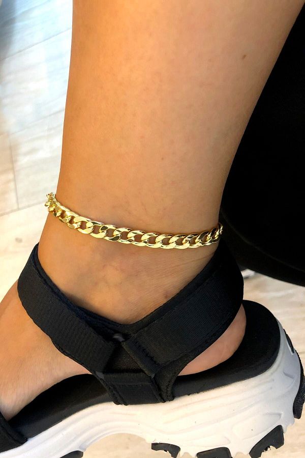 X Lady Accessories Knitted Chain Thick Gold Anklet Trendyol