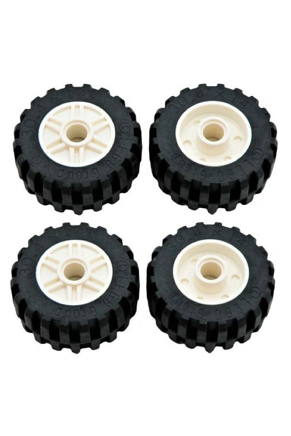 LEGO Technic Custom Moc Tire 30.4 x 14 Black Medium Size 4 White Wheels Trendyol