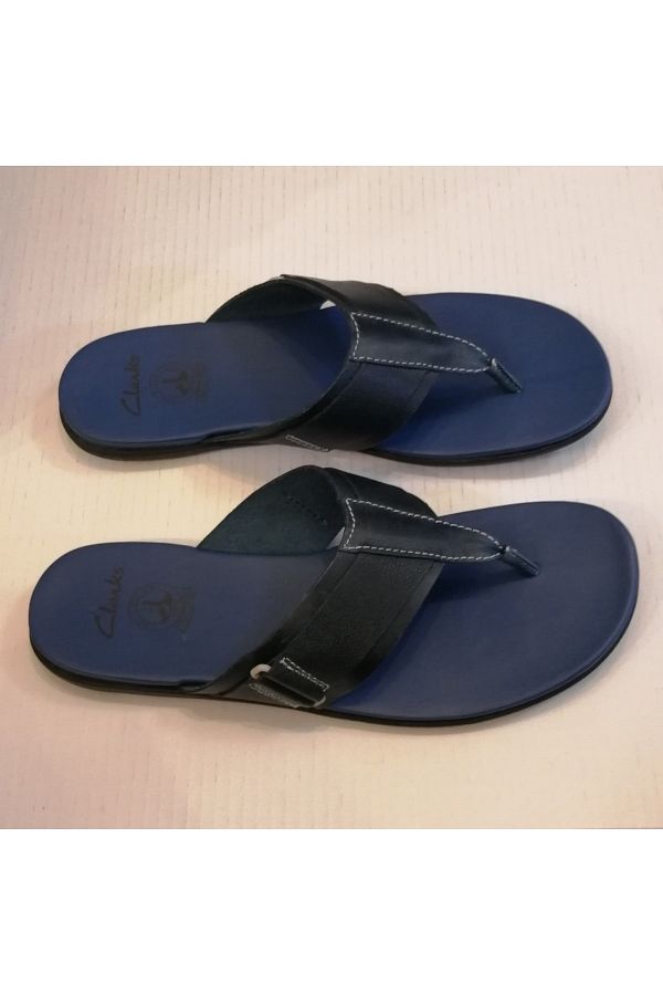 CLARKS Unisex Navy Blue Genuine Rubber Sole Flip Flops Trendyol