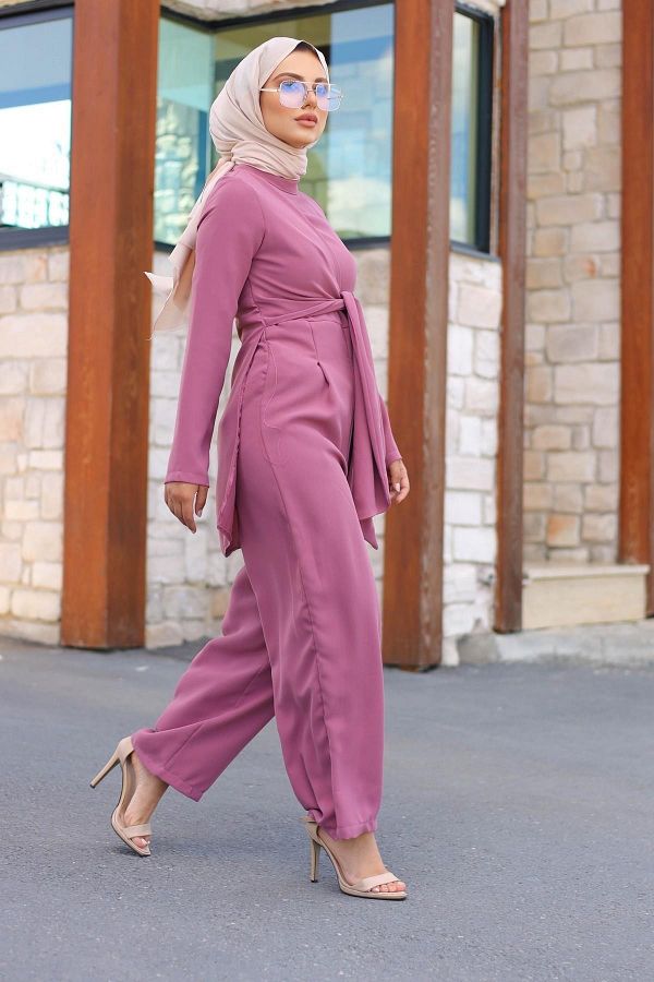 meqlife Modest Jumpsuit Pink Tight Trendyol