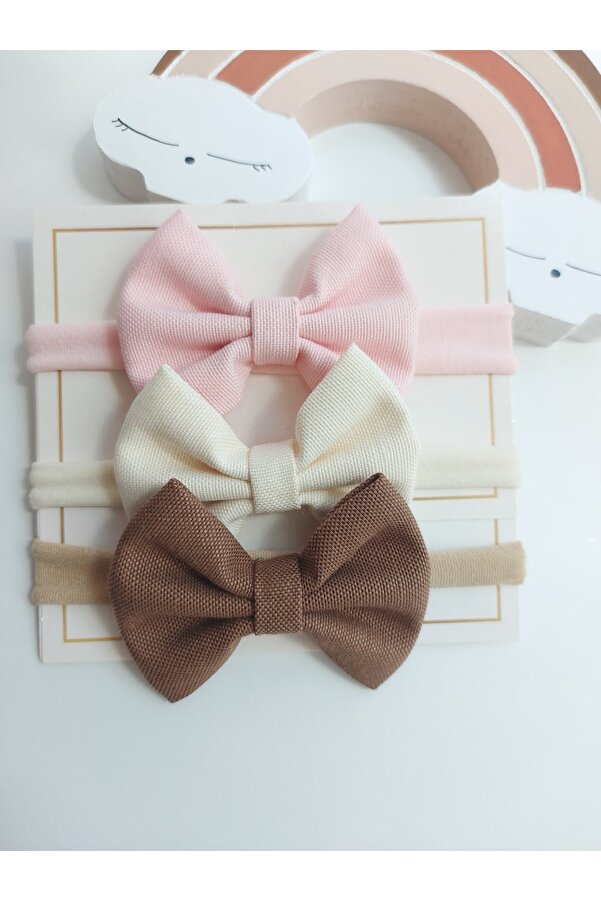 Fns butik Kız Bebek Renkli Fiyonk Saç Bandı 3'lü