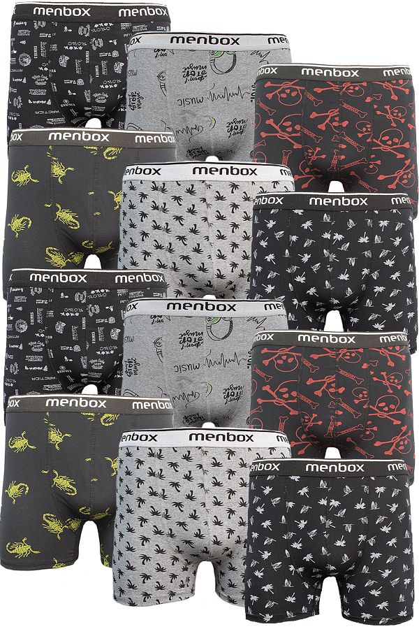 MENBOX-Pachet de 12 boxeri pentru bărbați din Lycra cu model mixt 1